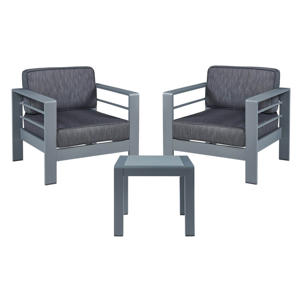 Conjunto de sillones de exterior con mesa Avise de 3 piezas. Aluminio [casa.pro]