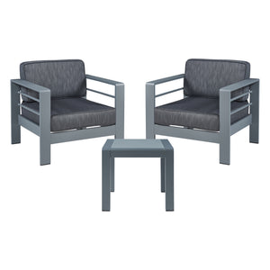 Conjunto de sillones de exterior con mesa Avise de 3 piezas. Aluminio [casa.pro]