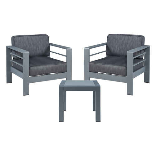 Conjunto de sillones de exterior con mesa Avise de 3 piezas. Aluminio [casa.pro]