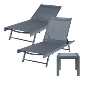 Conjunto de tumbonas Baragiano 3 piezas aluminio [casa.pro]