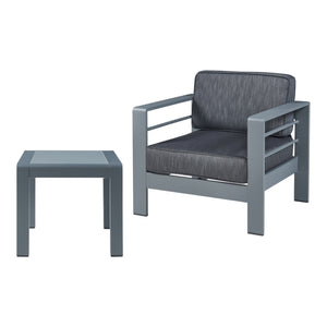 Sillón de exterior con mesa Avise aluminio [casa.pro]