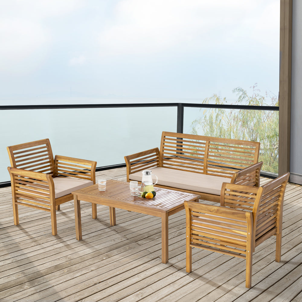 Conjunto de muebles de jardín Candela 4 piezas madera de acacia color madera [casa.pro] - premiumXL