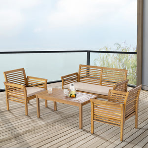 Conjunto de muebles de jardín Candela 4 piezas madera de acacia color madera [casa.pro] - premiumXL