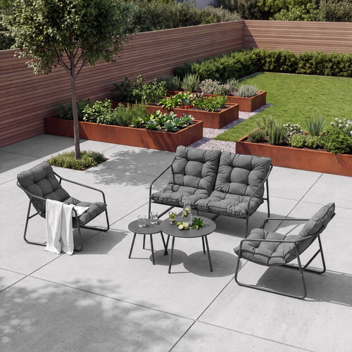 Juego de muebles de jardín Kivanta 5 piezas - /Gris [en.casa]