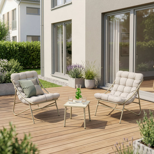 Juego de muebles de jardín Trölleping 3 piezas - Beige [en.casa]