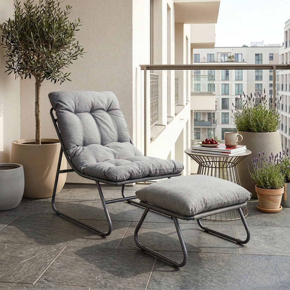 Conjunto de muebles de jardín Malmö sillón con reposapiés [casa.pro]