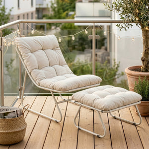 Conjunto de muebles de jardín Malmö sillón con reposapiés [casa.pro]