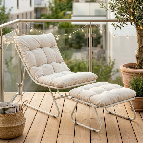 Conjunto de muebles de jardín Malmö sillón con reposapiés [casa.pro]