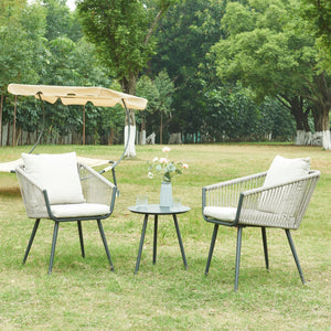 Conjunto de muebles de jardín Abriola 3 piezas gris [casa.pro] - premiumXL