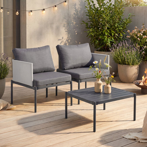 Conjunto de muebles de jardín Accettura 3 piezas Aluminio Gris [casa.pro]