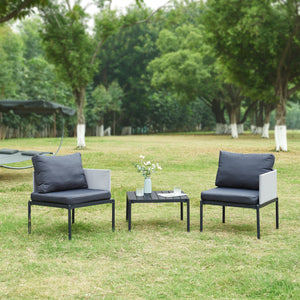 Conjunto de muebles de jardín Accettura 3 piezas aluminio gris [casa.pro] - premiumXL