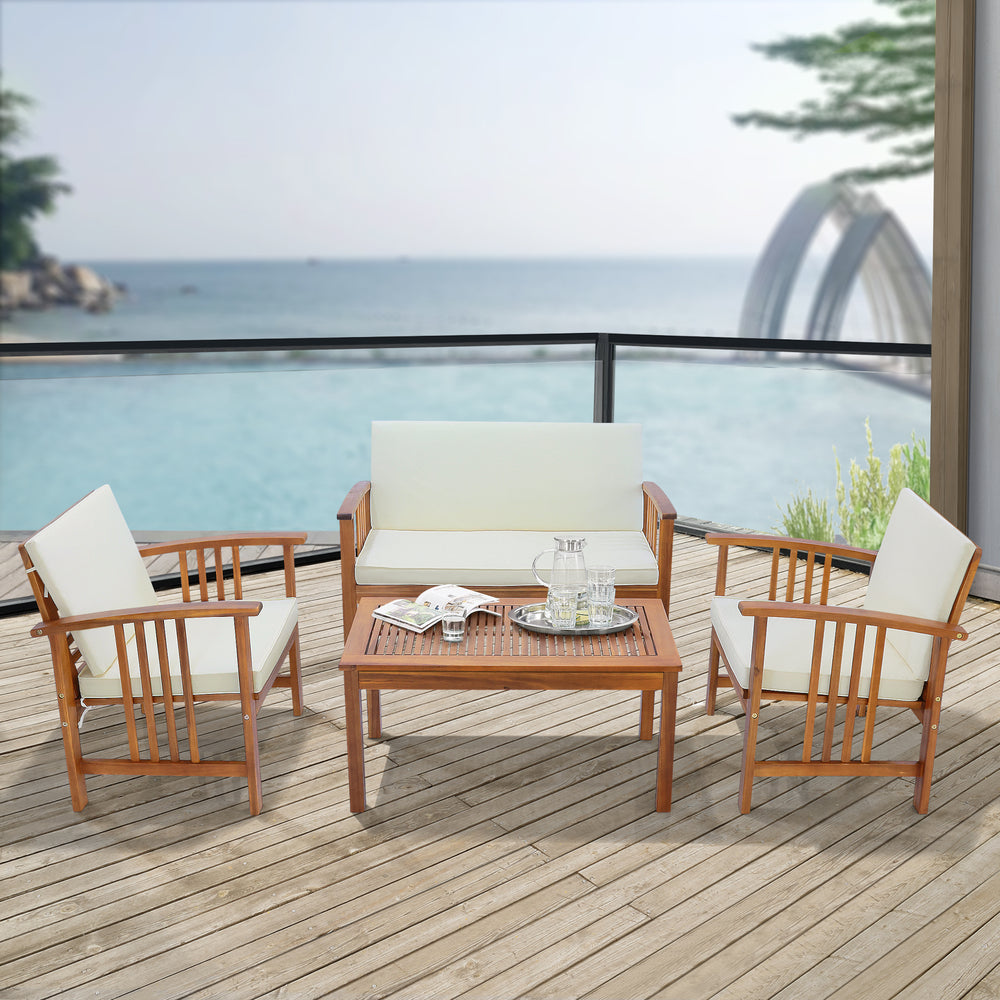 Conjunto de muebles de jardín Brissogne 4 piezas madera de acacia FSC® certificado [en.casa] - premiumXL