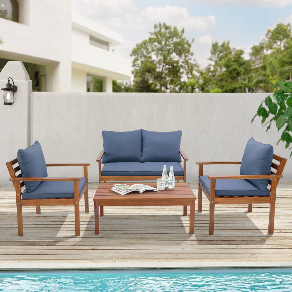 Conjunto de muebles de jardín Brittoli 4 piezas madera de acacia FSC® certificado [en.casa] - premiumXL