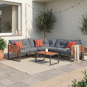 Conjunto de muebles de jardín Karg mesa y sofá modular [casa.pro]