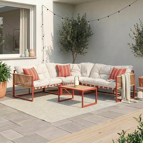 Conjunto de muebles de jardín Karg mesa y sofá modular [casa.pro]