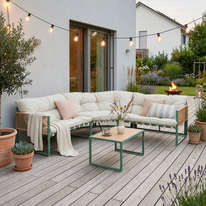 Conjunto de muebles de jardín Karg mesa y sofá modular [casa.pro]