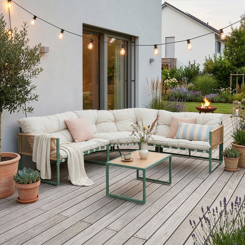 Conjunto de muebles de jardín Karg mesa y sofá modular [casa.pro]