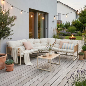 Conjunto de muebles de jardín Karg mesa y sofá modular [casa.pro]