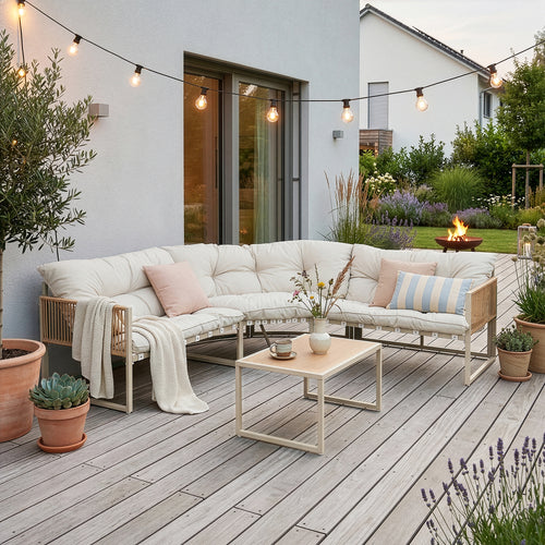 Conjunto de muebles de jardín Karg mesa y sofá modular [casa.pro]
