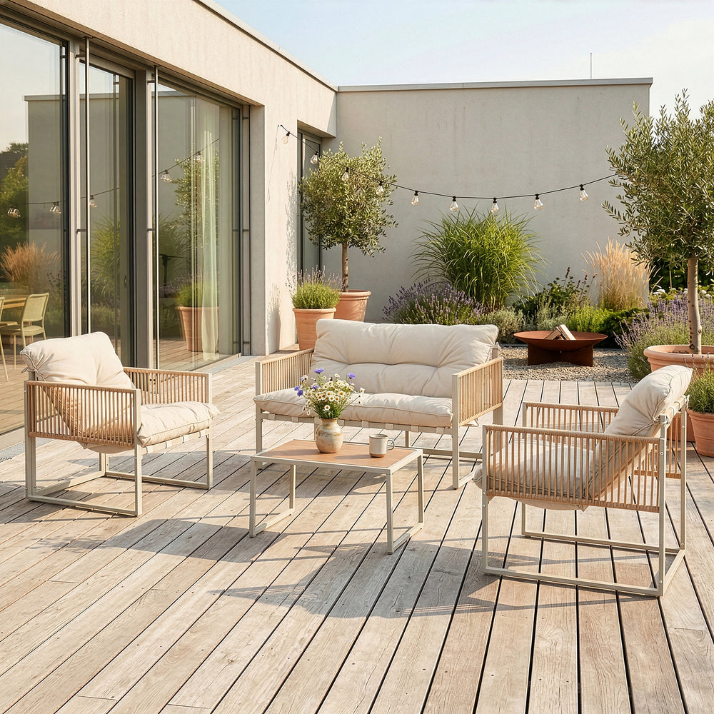Conjunto de muebles de jardín Karg mesa + sofá + 2 sillones [casa.pro]