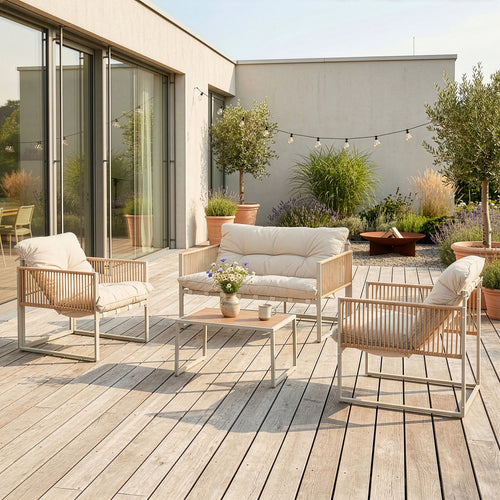 Conjunto de muebles de jardín Karg mesa + sofá + 2 sillones [casa.pro]