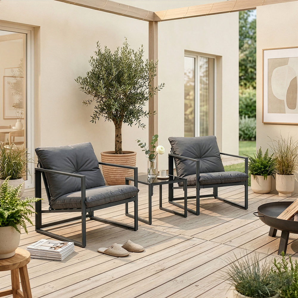 Conjunto de muebles de jardín Karg mesa + 2 sillones [casa.pro]