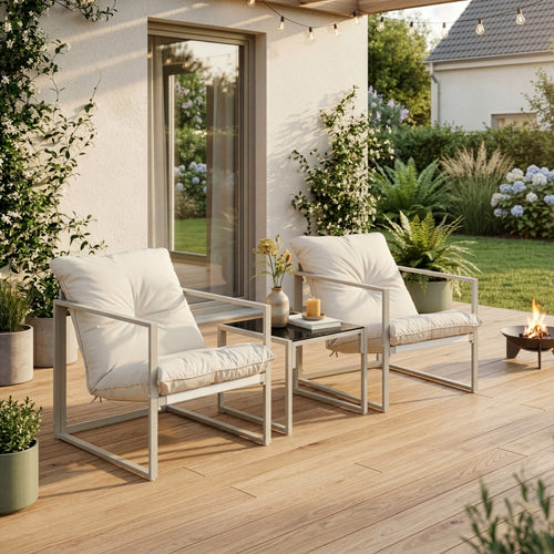 Conjunto de muebles de jardín Karg mesa + 2 sillones [casa.pro]