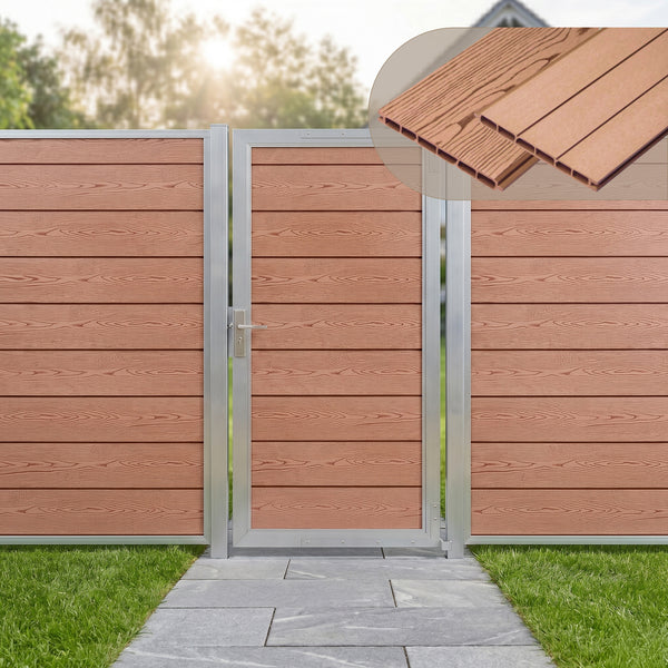 Puerta de jardín Segovia con cerradura WPC 180x90cm NEU.HOLZ 