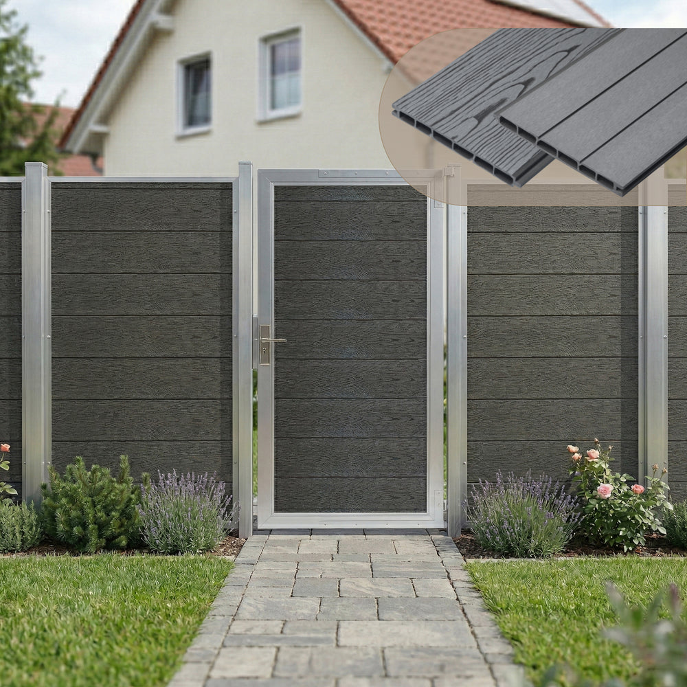 Puerta de jardín Segovia con cerradura WPC 180x90cm NEU.HOLZ 