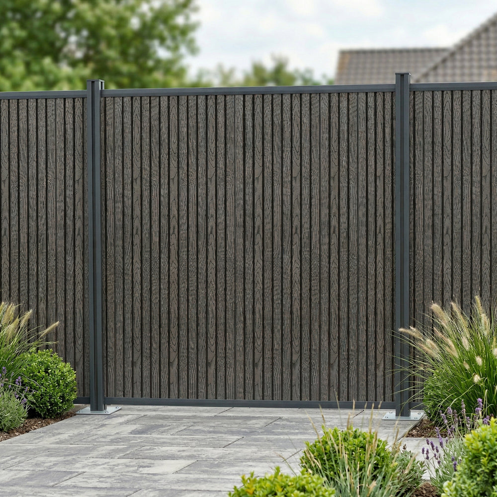 Valla jardin exterior Grassano con 1/2 postes Aluminio WPC NEU.HOLZ