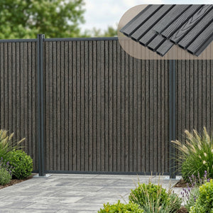 Valla jardin exterior Grassano con 1/2 postes Aluminio WPC NEU.HOLZ