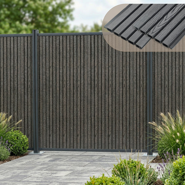Valla jardin exterior Grassano con 1/2 postes Aluminio WPC NEU.HOLZ