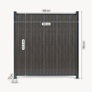Valla jardin exterior Grassano con 1/2 postes Aluminio WPC NEU.HOLZ