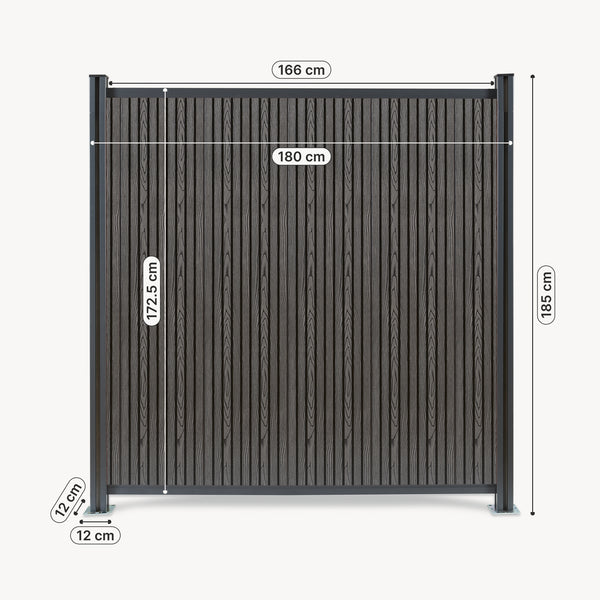 Valla jardin exterior Grassano con 1/2 postes Aluminio WPC NEU.HOLZ