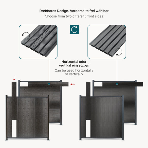 Valla jardin exterior Grassano con 1/2 postes Aluminio WPC NEU.HOLZ