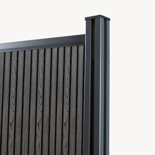 Valla jardin exterior Grassano con 1/2 postes Aluminio WPC NEU.HOLZ