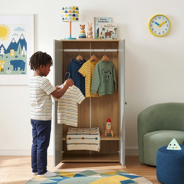 Armario ropero infantil Beldinupp con 2 puertas 123x60x40 cm [en.casa]