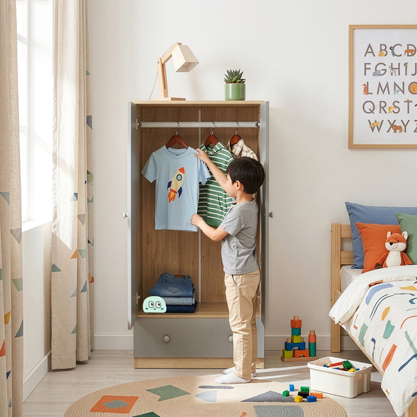 Armario ropero infantil Beldinupp con 2 puertas 123x60x40 cm [en.casa]