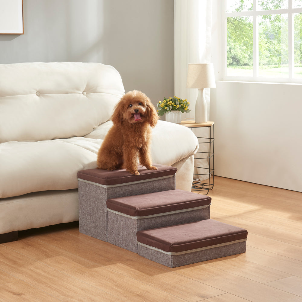 Escalera para perros Vojens de 3 niveles - Gris [en.casa]