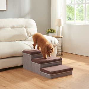 Escalera para perros Vojens de 3 niveles - Gris [en.casa]