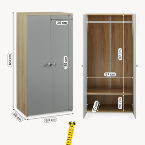 Armario ropero infantil Beldinupp con 2 puertas 123x60x40 cm [en.casa]