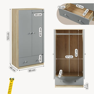 Armario ropero infantil Beldinupp con 2 puertas 123x60x40 cm [en.casa]