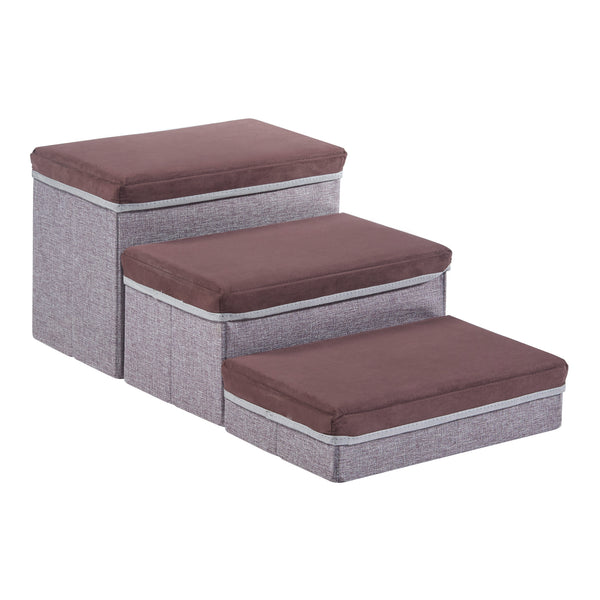 Escalera para perros Vojens de 3 niveles - Gris [en.casa]