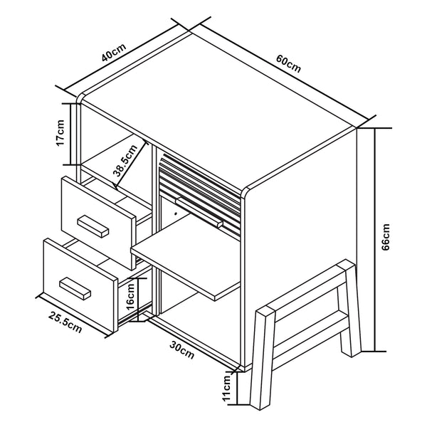 Aparador Kvaefjord con puertas de persiana Blanco/Gris [en.casa]