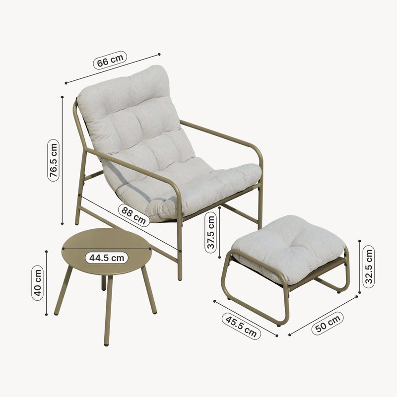 Esquema acotado Conjunto de muebles de jardín Trerdfjoa de 3 piezas [en.casa]