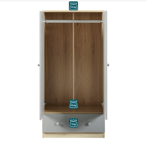 Armario ropero infantil Beldinupp con 2 puertas 123x60x40 cm [en.casa]