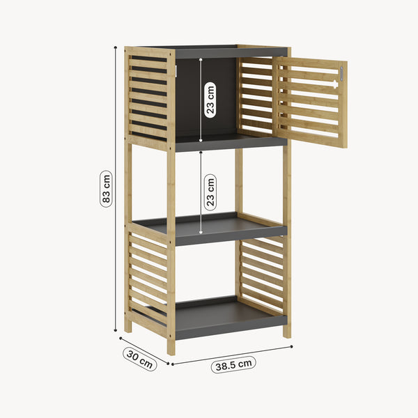 Estantería de baño Kydesby de  niveles bambú  Natural/Gris [en.casa]