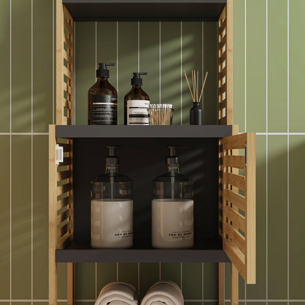 Estantería de baño Kydesby de  niveles bambú  Natural/Gris [en.casa]