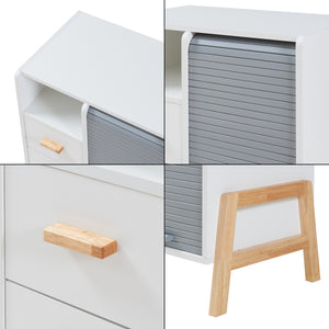 Aparador Kvaefjord con puertas de persiana Blanco/Gris [en.casa]