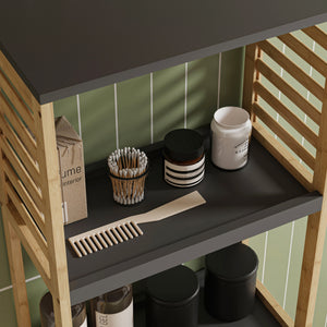 Estantería de baño Kydesby de  niveles bambú  Natural/Gris [en.casa]
